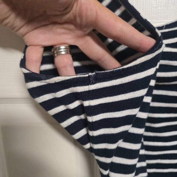 Anne Taylor The Loft Size XL Navy Blue White Striped Front Tie Dress Worn Once - Picture 12 of 12